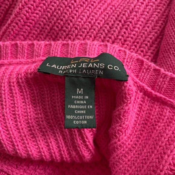 Lauren Jeans Co Lauren Ralph Lauren Womens Chunky Knit Sweater Zip Side Med Y2K - Picture 5 of 8